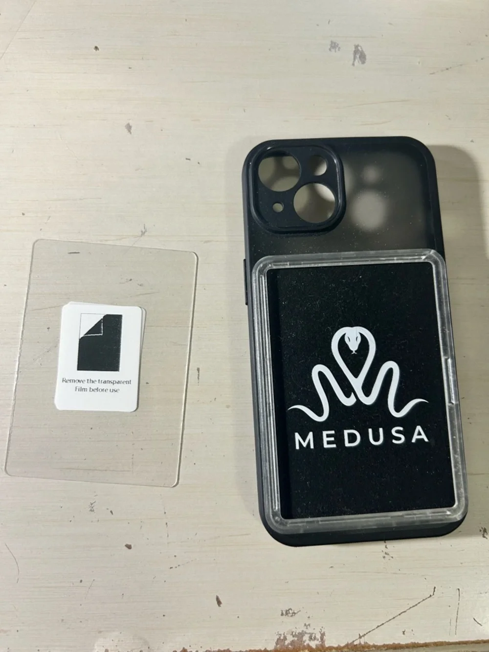 Medusa Premium Trading Card Phone Case iPhone 14 Black Crystal Clear UV Protecte